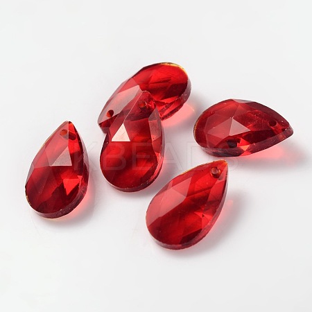 Faceted Teardrop Glass Pendants GLAA-O008-A08-1