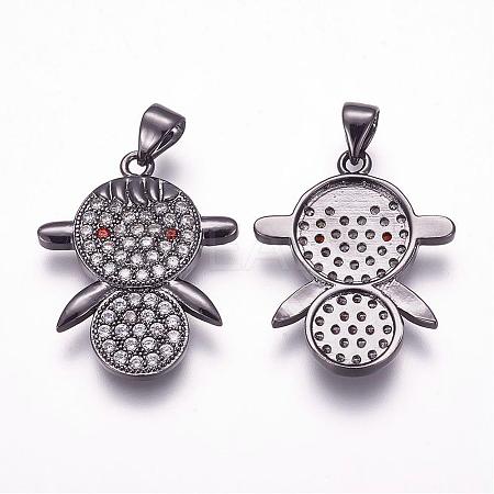 Brass Micro Pave Cubic Zirconia Pendants ZIRC-F054-39B-1