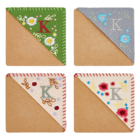4Pcs 4 Style Felt Embroidery Bookmarks FIND-HY0003-46K-1