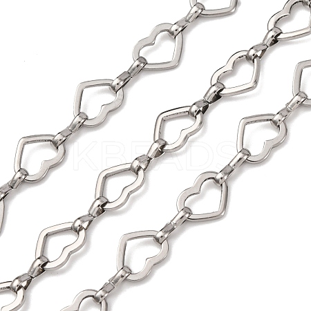 304 Stainless Steel Heart Link Chains CHS-S012-18P-1