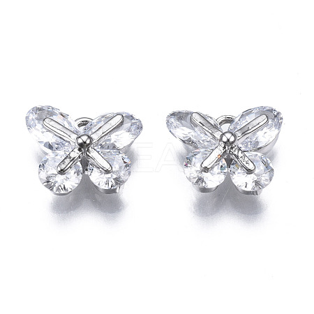 Brass Inlaid Clear Cubic Zirconia Charms ZIRC-S069-019P-1