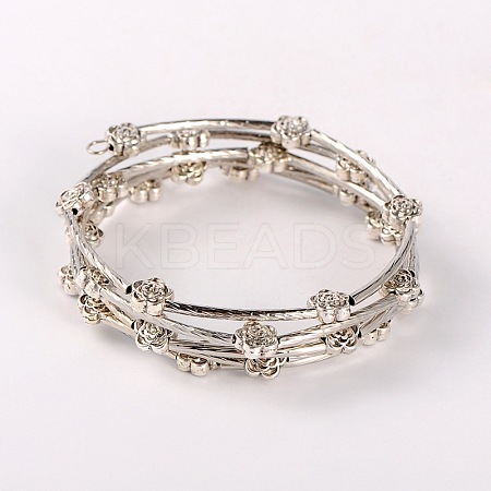 Brass Tube 5-Loops Wrap Bracelets BJEW-JB01704-01-1