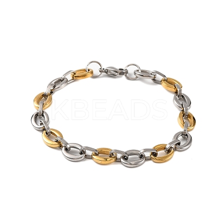 201 Stainless Steel Oval Link Chain Bracelets BJEW-B078-123GP-1