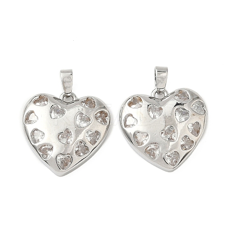 Brass Micro Pave Clear Cubic Zirconia Pendants KK-H076-16P-1