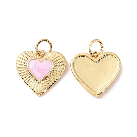 Heart Brass Enamel Pendants KK-G435-07G-02-1