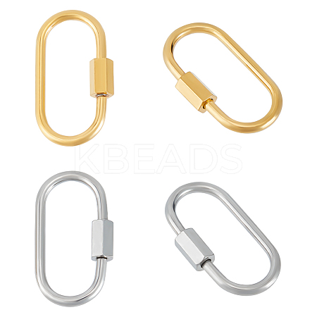 4Pcs 2 Colors 304 Stainless Steel Screw Carabiner Lock Charms STAS-UN0053-34-1