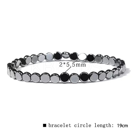 Synthetic Non-magnetic Hematite Beads Stretch Bracelets for Men LS-RL7655-13-1