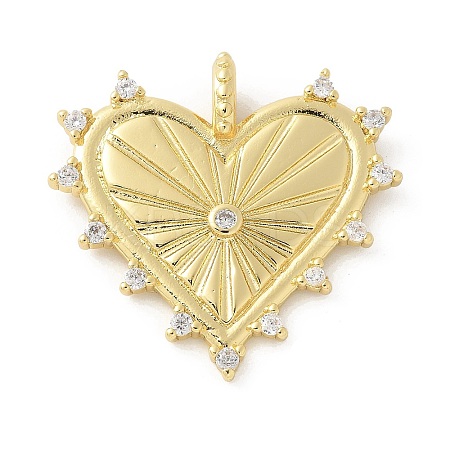 Brass Micro Pave Cubic Zirconia Pendants KK-P294-15G-1