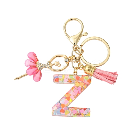 Letter A~Z Transparent Glitter Resin Pendant Keychains KEYC-FZ00024-26-1