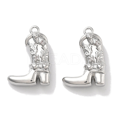 Brass Micro Pave Clear Cubic Zirconia Pendants KK-M102-25P-1