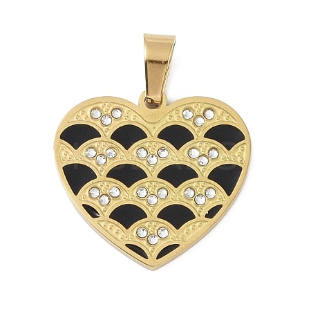 Ion Plating(IP) 304 Stainless Steel Enamel Rhinestone Pendants STAS-Q325-02C-G-1