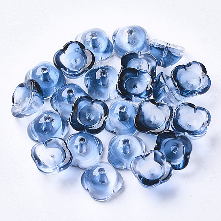 4-Petal Two Tone Transparent Spray Painted Glass Bead Caps LS-X-GGLA-S054-009D-01-1