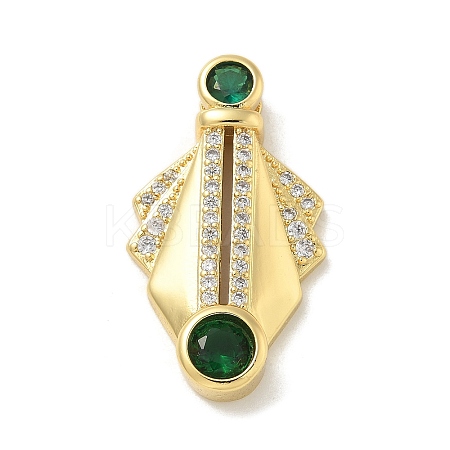 Brass Micro Pave Cubic Zirconia Pendants KK-B124-05G-01-1