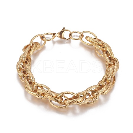 Ion Plating(IP) 304 Stainless Steel Rope Chain Bracelets BJEW-I274-09G-1