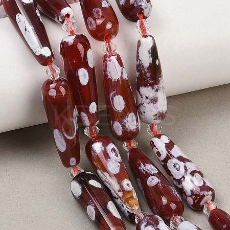 Natural Fire Crackle Agate Beads Strands G-K393-F01-10x30-1