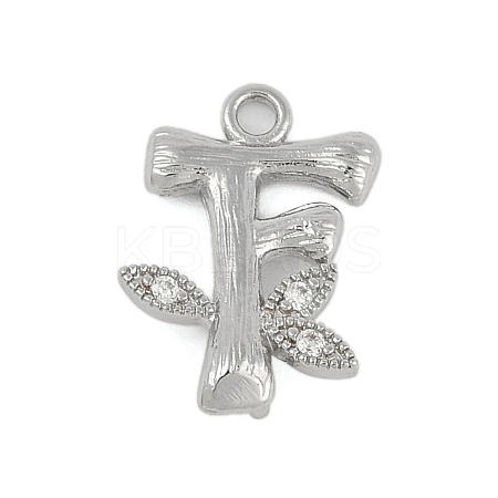 Brass Crystal Rhinestone Letter Links Connector Charms KK-S395-06P-F-1