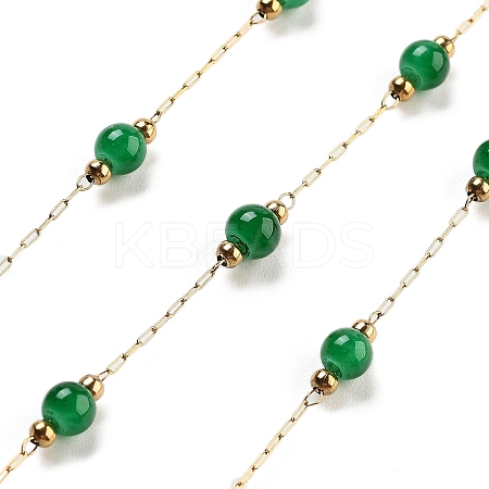 Handmade Round Dyed Natural Malaysia Jade Beaded Chains CHS-P019-08G-E-1
