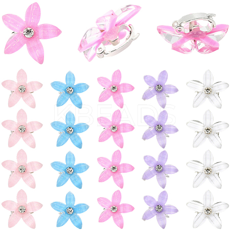 30Pcs 5 Colors Zinc Alloy Resin Hair Fastener OHAR-SC0001-16A-1