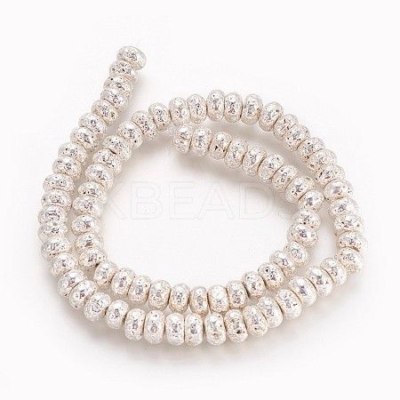 Electroplated Natural Lava Rock Beads Strands G-P400-06S-1