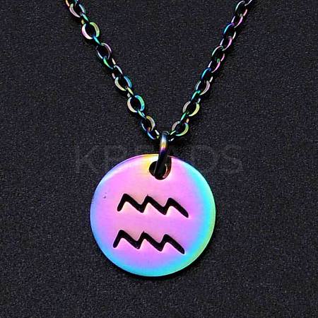 Rainbow Color Stainless Steel Constellation Pendant Necklace for Women ZODI-PW0001-039K-1