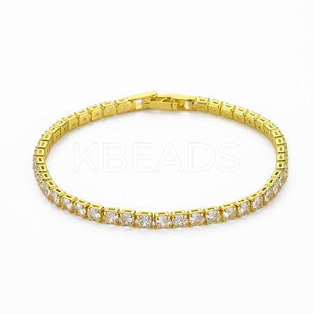 Clear Cubic Zirconia Tennis Bracelet BJEW-N241-001C-01LG-NR-1