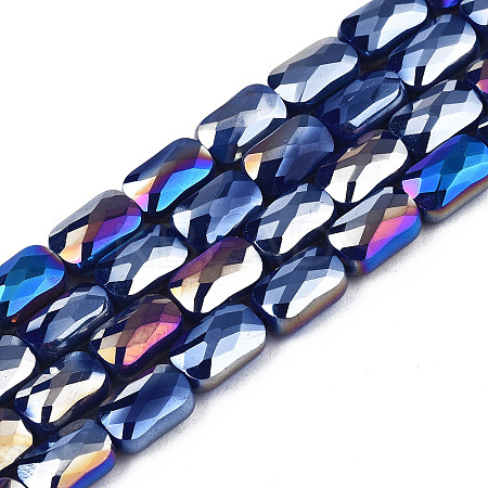 Electroplate Opaque Solid Color Glass Beads Strands X-EGLA-N002-25-B01-1