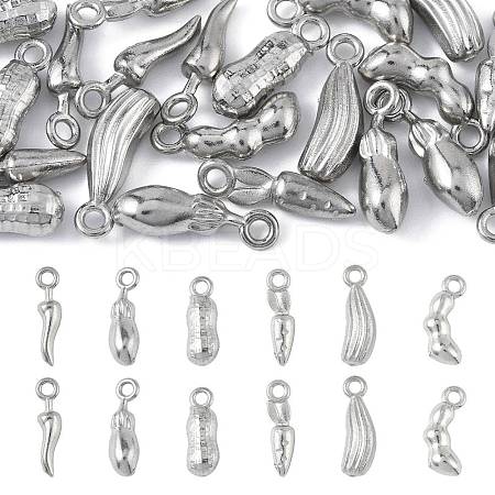 24Pcs 6 Styles Vegetables 304 Stainless Steel Charms STAS-FS0002-11-1