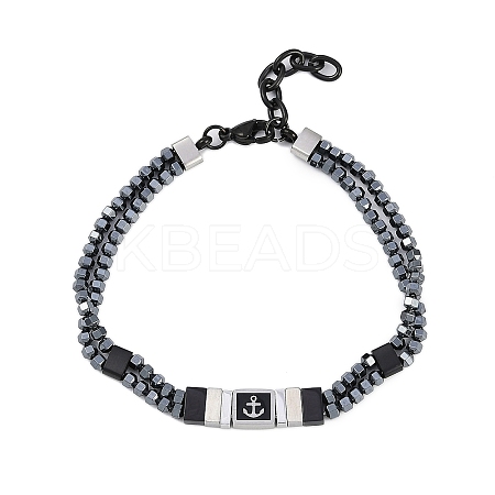 Synthetic Non-magnetic Hematite Beaded Bracelets BJEW-S156-04P-A-1
