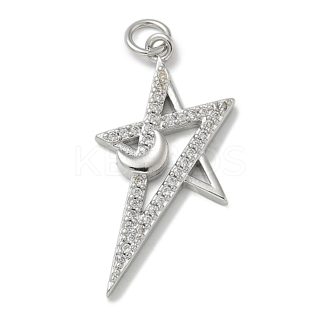 Rack Plating Brass Micro Pave Cubic Zirconia Pendants KK-K392-40P-1