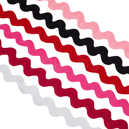 12 Yards 6 Colors Polyester Wavy Fringe Trim Ribbon OCOR-GF0005-57-1