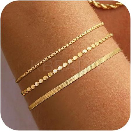 3Pcs Bohemian Style Alloy Chain Bracelets Kit for Women WG2620E-07-1