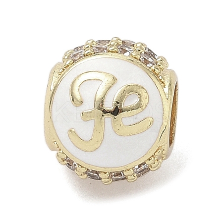 Real 18K Gold Plated Brass Micro Pave Cubic Zirconia Barrel European Beads KK-K368-19G-02-1