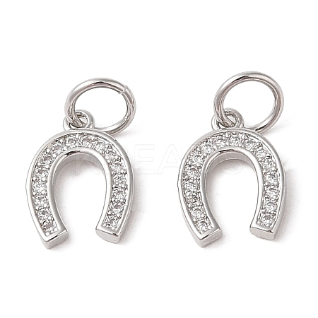 Rack Plating Brass Micro Pave Clear Cubic Zirconia Pendants ZIRC-P118-01P-1