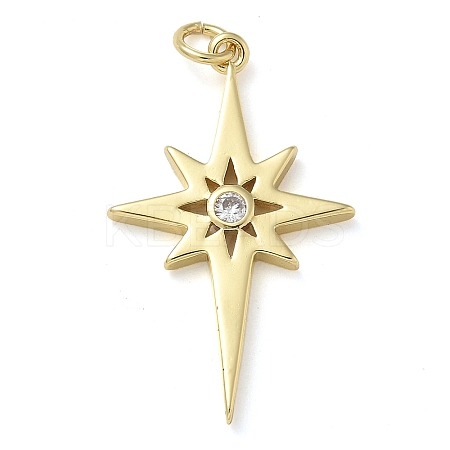 Rack Plating Brass Micro Pave Cubic Zirconia Pendants KK-K392-22G-1