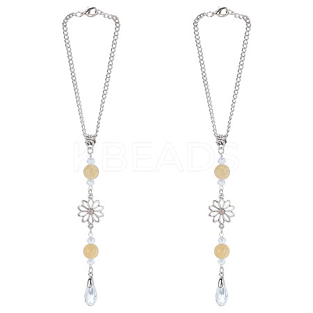 2Pcs Alloy Flower Pendant Decorations HJEW-ME0001-07C-1