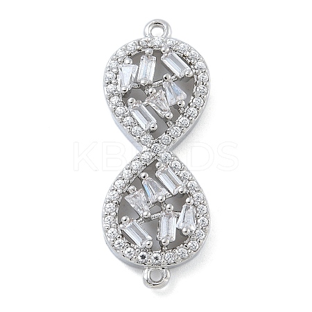 Rack Plating Brass Clear Cubic Zirconia Infinity Connector Charms KK-A234-036P-02-1