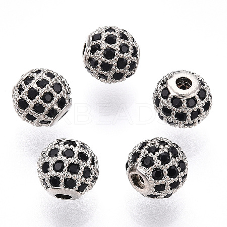 Rack Plating Brass Cubic Zirconia Beads LS-ZIRC-S001-6mm-B03-1