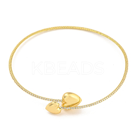 Rack Plating Brass Pave Clear Cubic Zirconia Round Ball Choker Necklaces NJEW-A031-02-02G-1