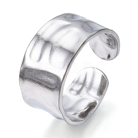 Non-Tarnish 304 Stainless Steel Wide Open Cuff Ring for Women RJEW-N040-09-1