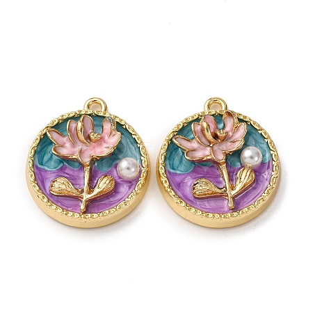 Light Gold Tone Alloy Enamel Pendants ENAM-B028-35KCG-03-1