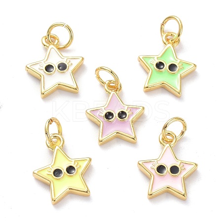 Real 18K Gold Plated Brass Enamel Charms KK-L206-019G-1