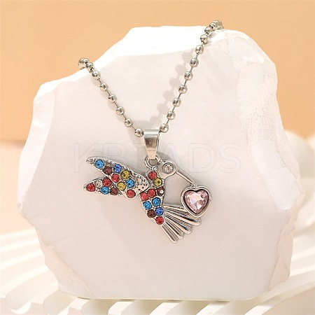 Alloy Colorful Rhinestone Pendant Necklaces for Kid FS-WG8D677-05-1
