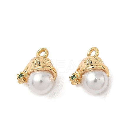 Brass Micro Pave Clear Cubic Zirconia Charms KK-B160-05G-1