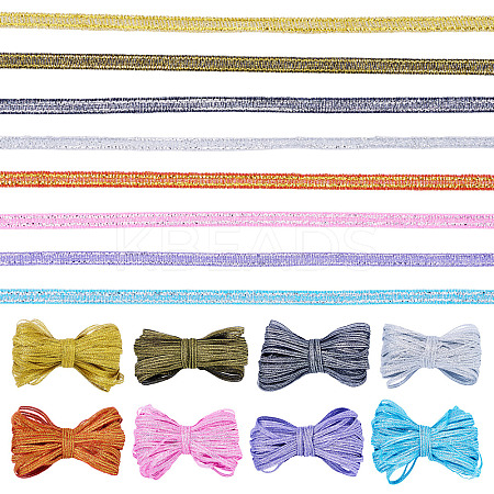 8 Bundles Polyester Glitter Power Ribbons OCOR-TA0002-93-1