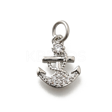 Brass Micro Pave Cubic Zirconia Charms KK-P295-41P-1