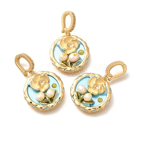 Brass Micro Pave Cubic Zirconia Pendents KK-R212-03G-04-1