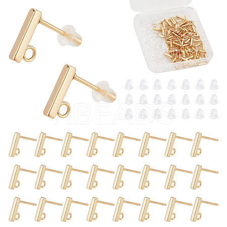 Rectangle 304 Stainless Steel Stud Earring Findings STAS-UN0058-32G-1