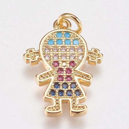 Brass Micro Pave Cubic Zirconia Pendants KK-I614-062G-1