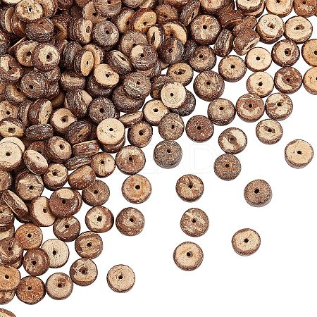 Natural Coconut Shell Rondelle Bead Strands COCB-OC0001-001B-1