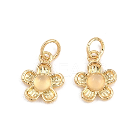 Natural White Jade Flower Charms KK-B157-18G-02-1
